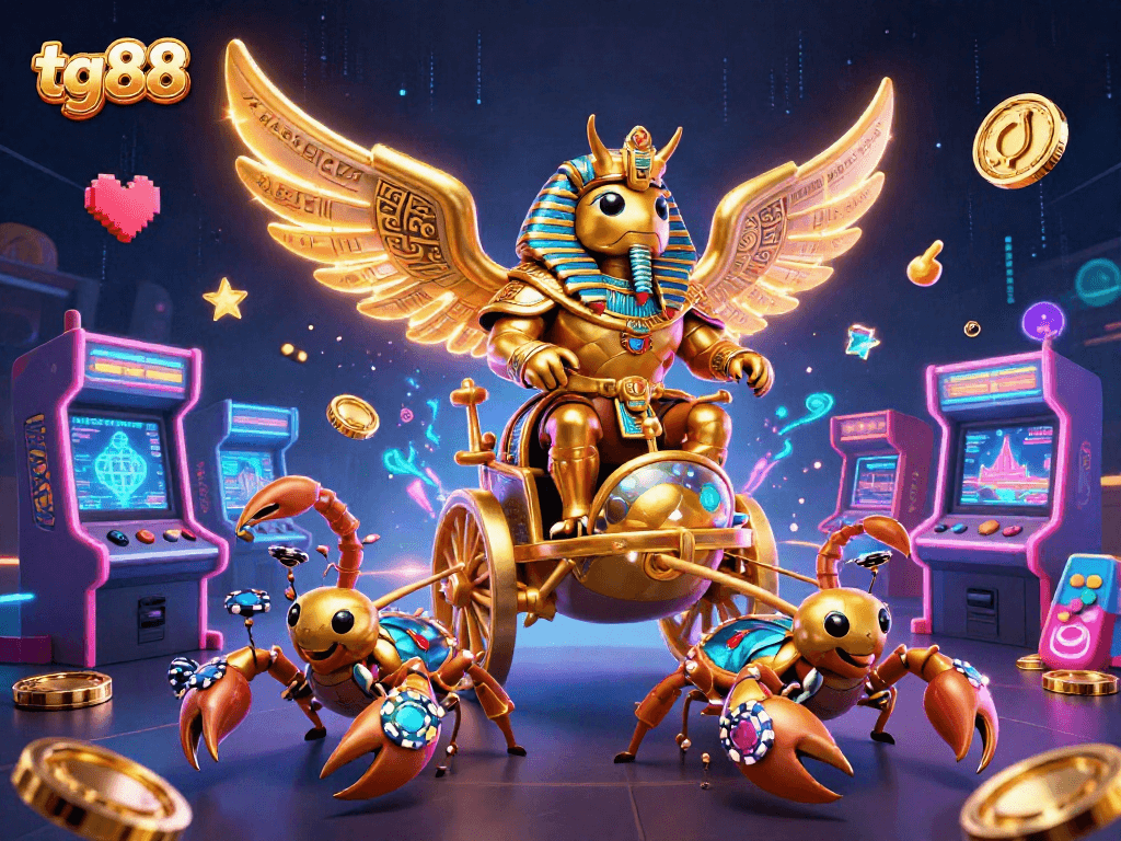 Engage in thrilling gaming adventures with tg88's vibrant casino illustration featuring iconic symbols.