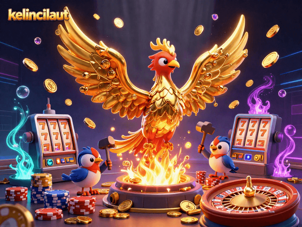 Engage with kelincilaut and unleash the thrill of spinning slots amidst cascading coins and vibrant casino elements.
