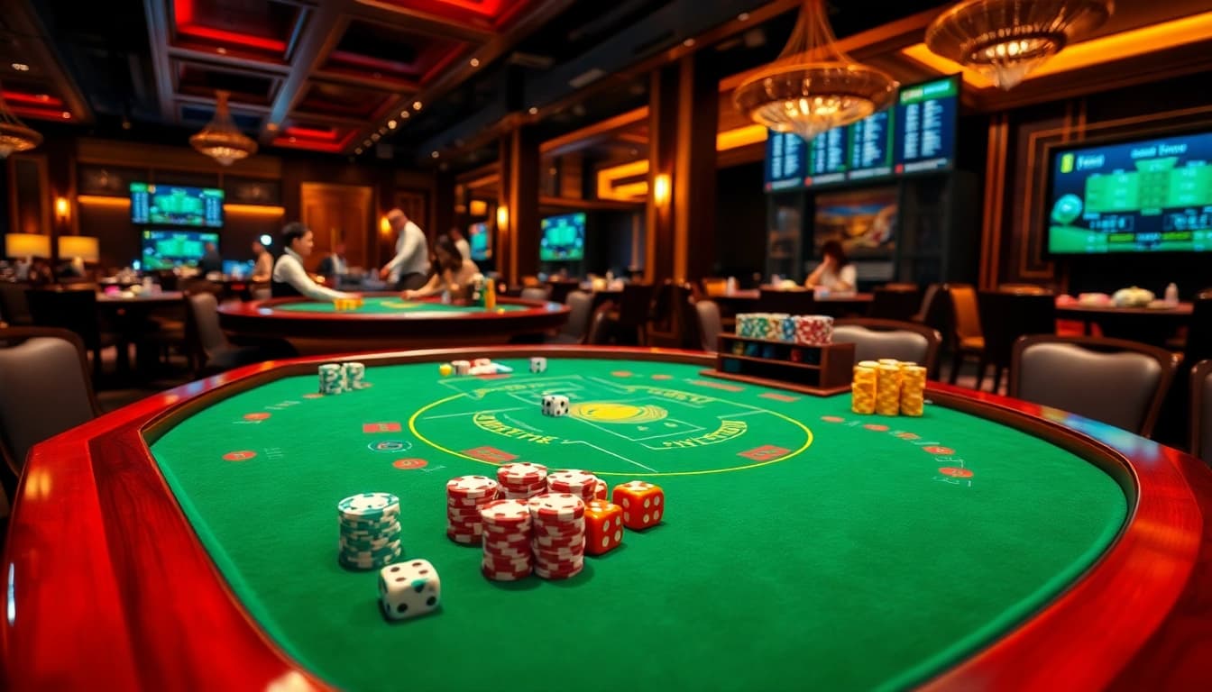 Tài xỉu MD5 game table with vibrant colors and engaging atmosphere for online gambling enthusiasts.