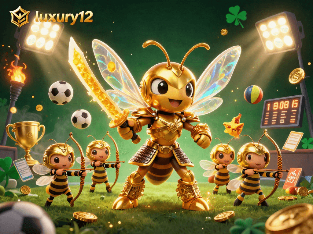 Experience thrilling action with luxury12 in a vibrant 3D casino scene filled with dynamic sports elements.
