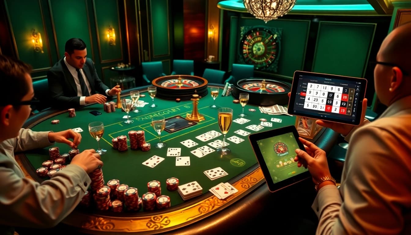 Engage with MM88's luxurious casino atmosphere showcasing poker chips and a roulette wheel.
