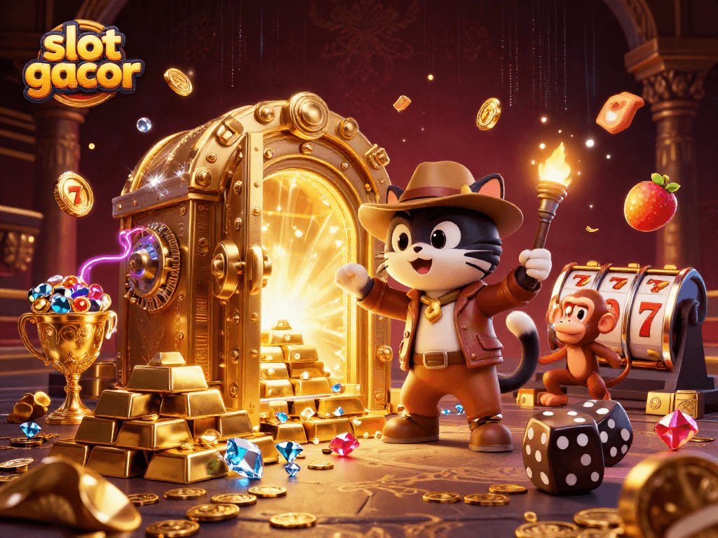 Menangkan slot gacor dengan penjelajahan artefak kasino dalam ilustrasi yang penuh karakter.