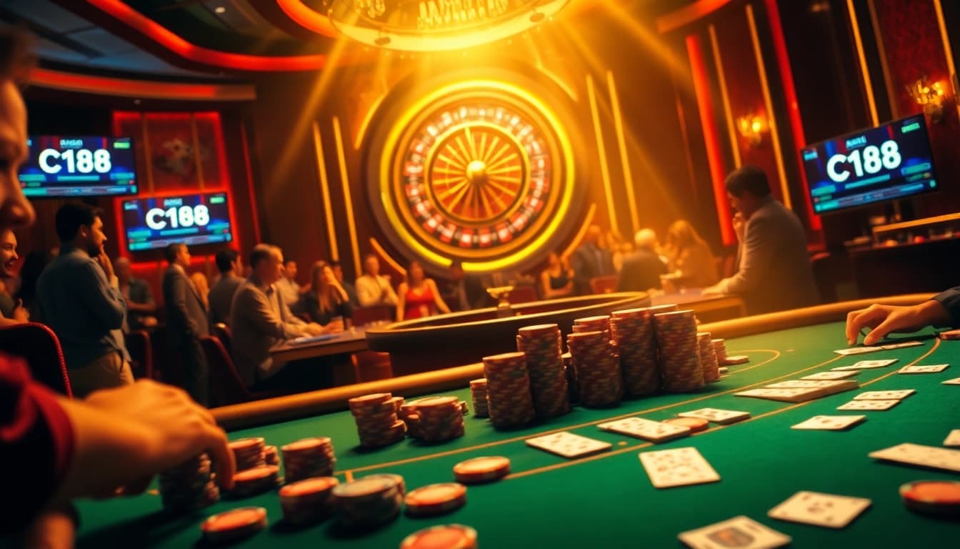 Experience high-stakes gaming at C168's luxurious casino tables filled with excitement.