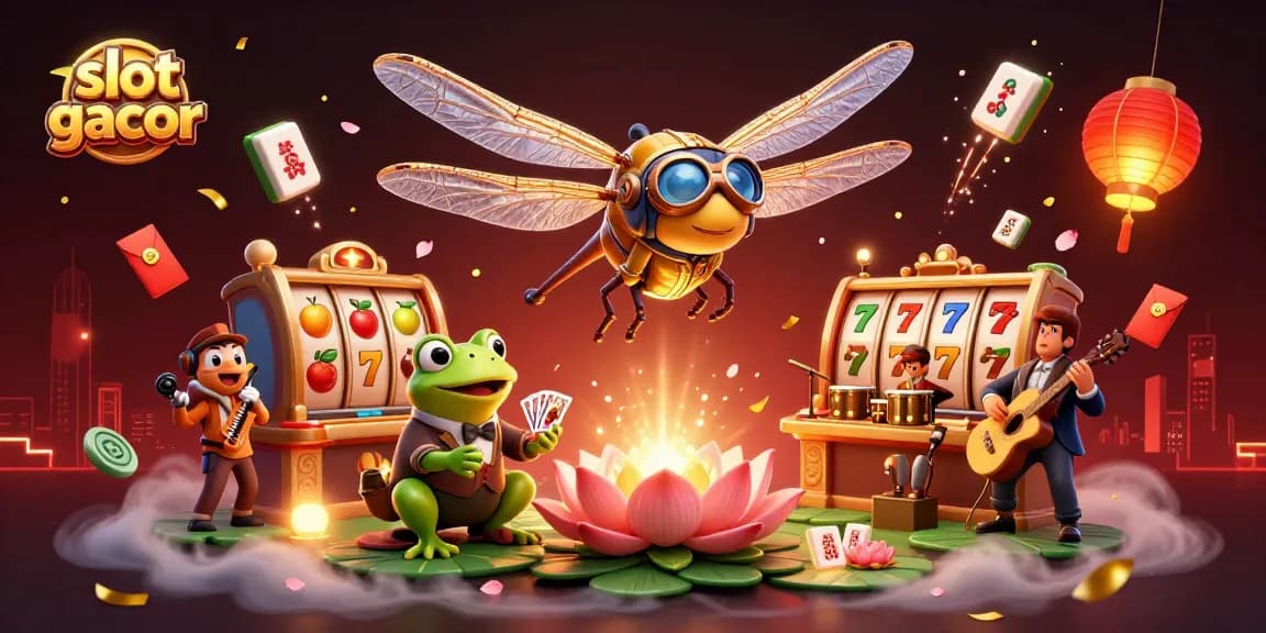 Spin the slot gacor reels with vibrant fruits and lucky symbols in a dynamic casino scene.