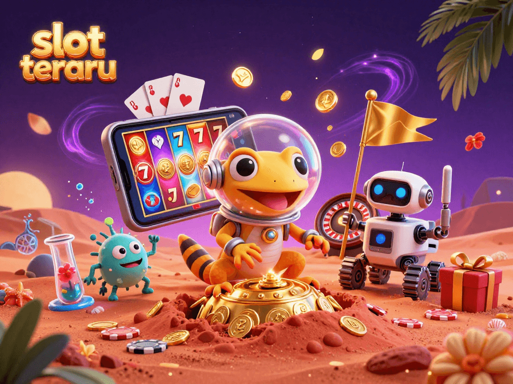 Engage in the vibrant world of slot terbaru with a gecko explorer and golden casino treasure on Mars.