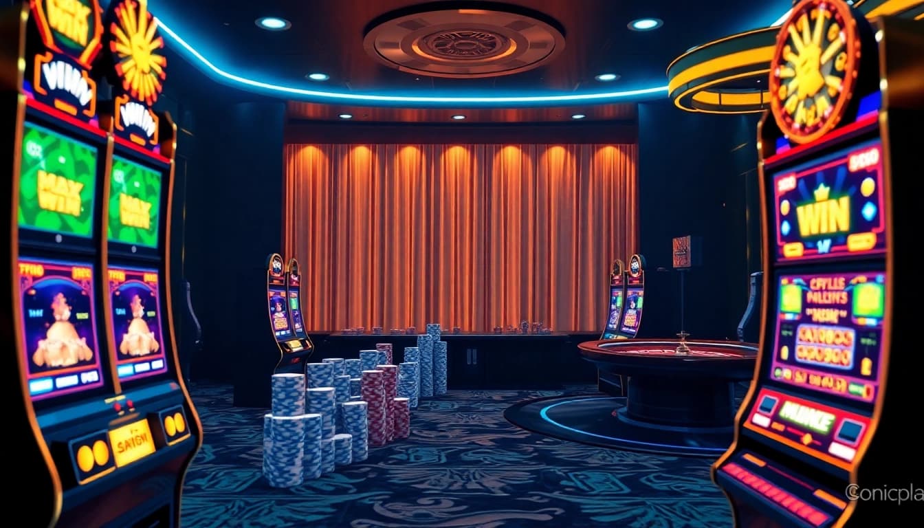 Experience thrill with Onicplay in a vibrant online casino featuring colorful slot machines.
