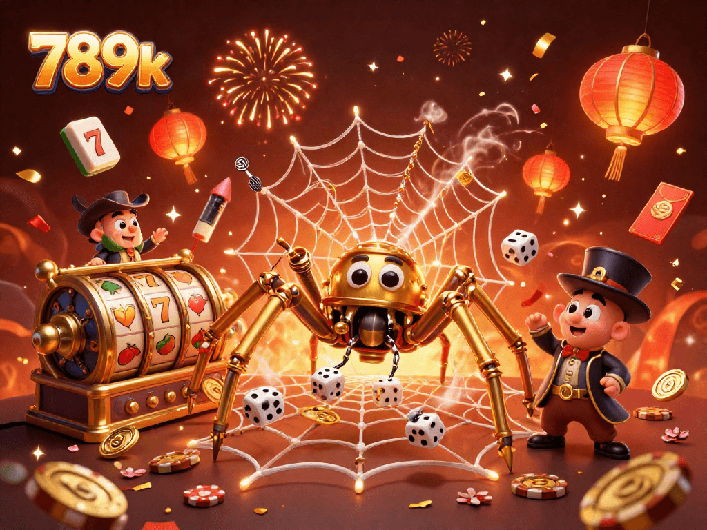 Engage with 789k's exciting online casino experience, featuring dynamic slot reels and captivating characters.