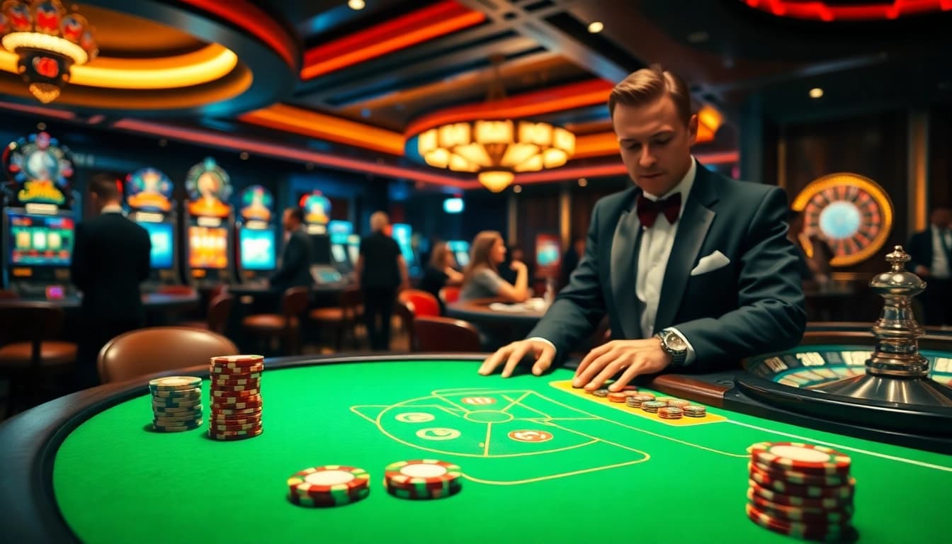 Experience excitement at OK8386 casino with a luxurious poker table and vibrant games.