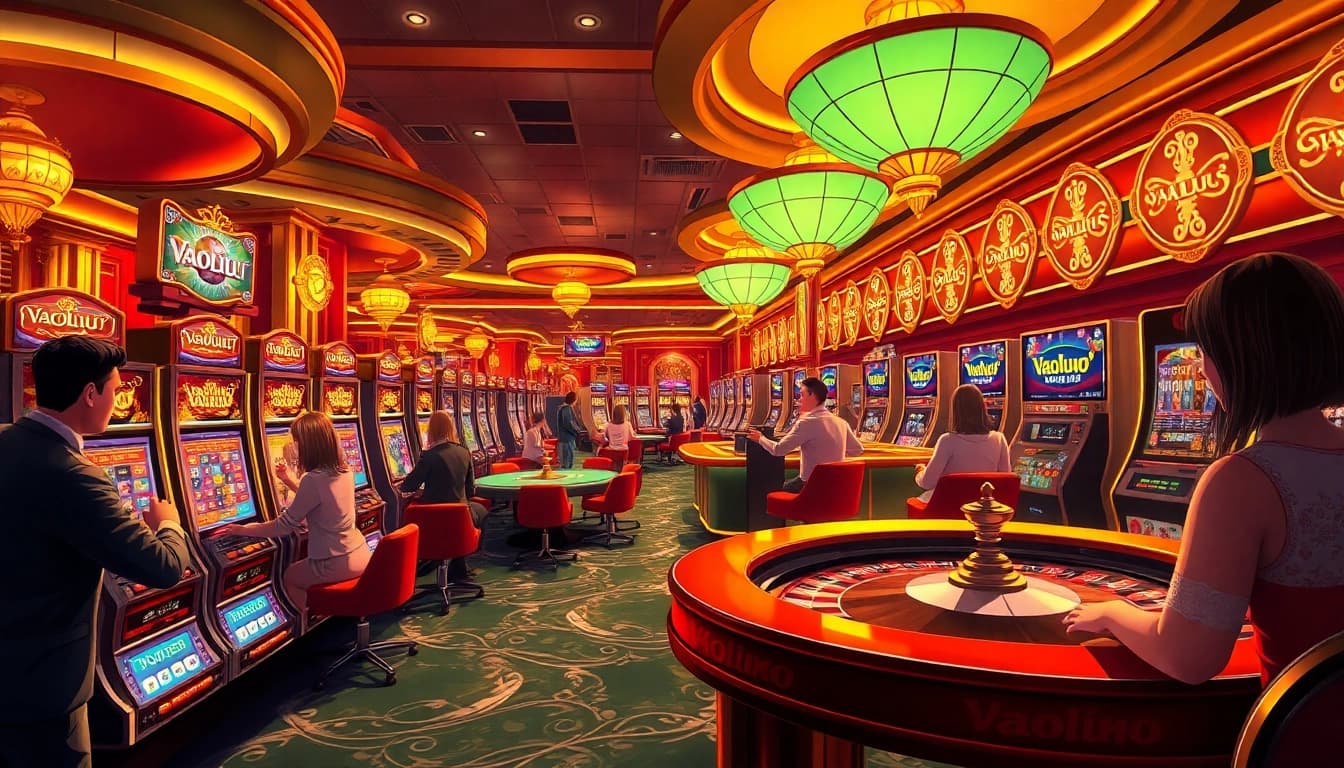 Experience the thrill of gambling at Vaoluoi TV casino with vibrant tables and engaging players.