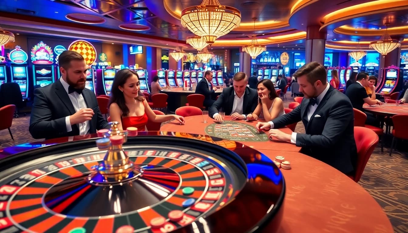 Experience the thrill of gambling at https://x88ni.com/ with vibrant casino tables and excited players.