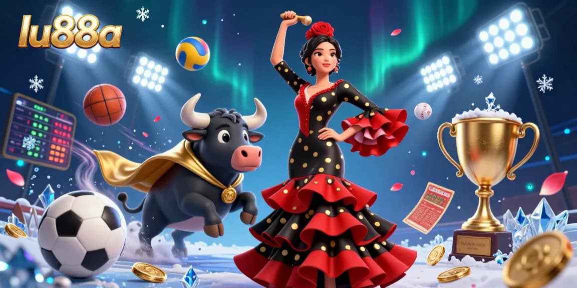 Experience the thrill of sports betting with lu88a in a vibrant 3D casino scene showcasing dynamic game elements.