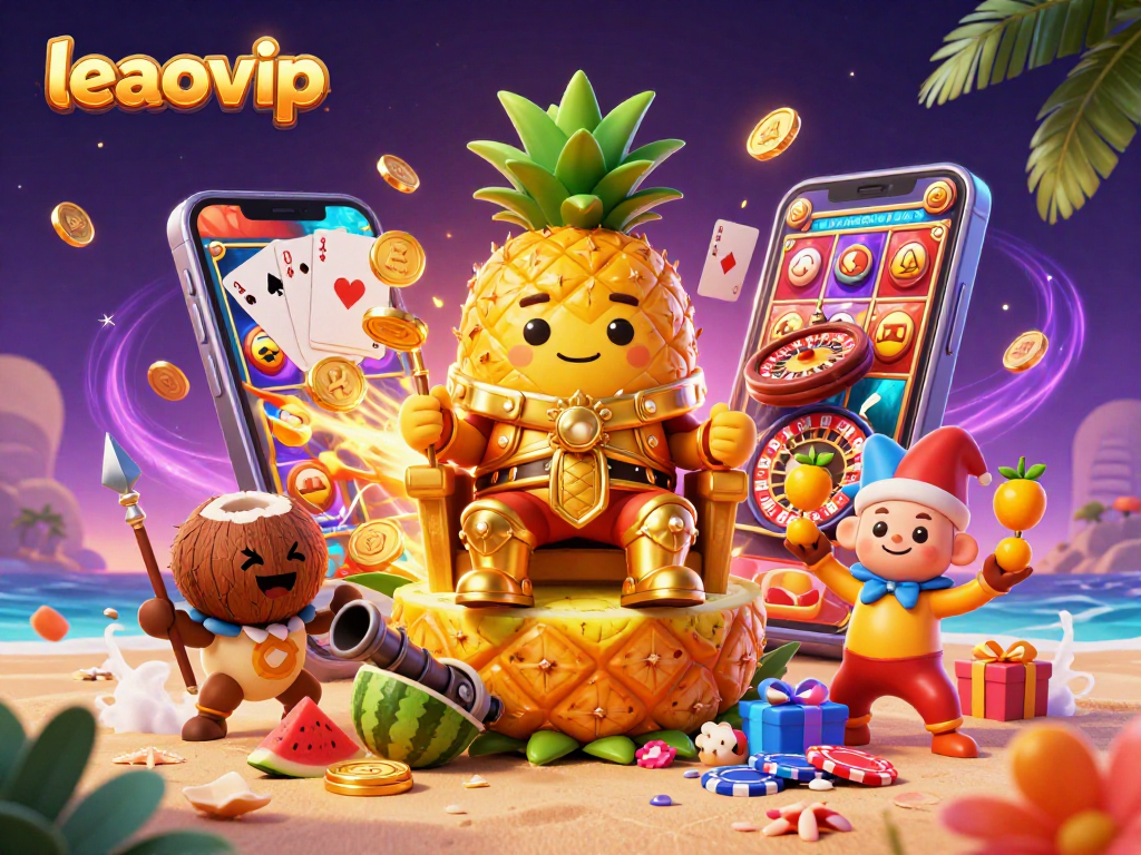 Memanfaatkan pengalaman bermain di leaovip dengan karakter kasino kartun berwarna-warni dan elemen slot yang dinamis.