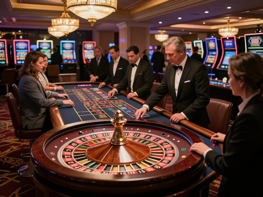 LGOGOAL players engaged at a roulette table, showcasing vibrant casino atmosphere and gameplay excitement.