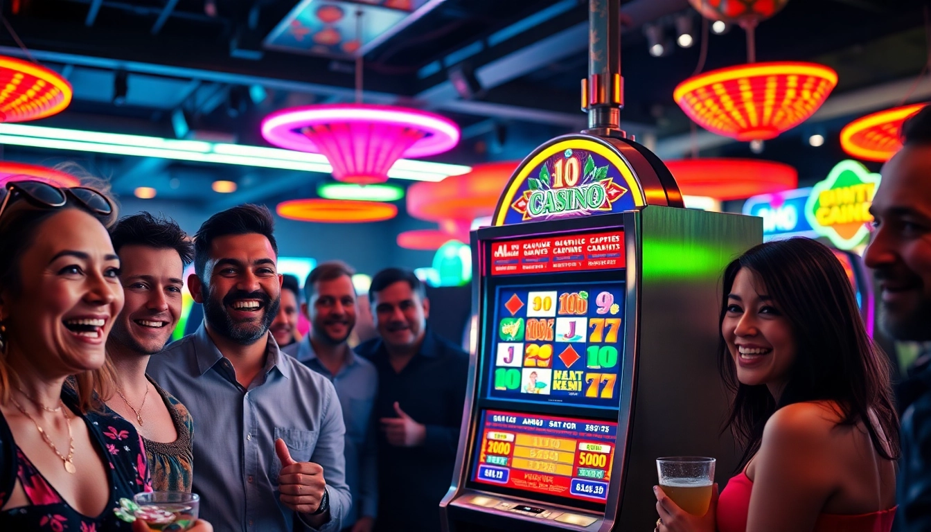 Slot penuh warna menarik perhatian para pemain di kasino yang ramai.
