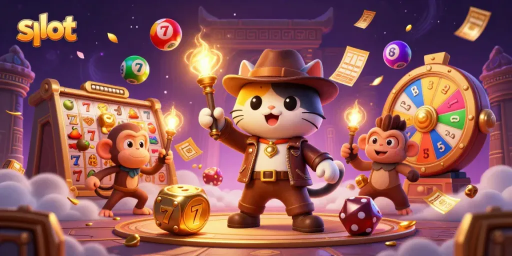 Putar slot yang berwarna-warni dalam petualangan arkeologis kucing penjelajah di casino.