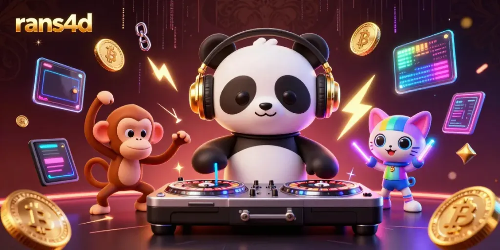 RANS4D menghadirkan elemen berwarna cerah dan dinamis dengan DJ panda, monyet, dan kucing menghibur dalam suasana kasino.