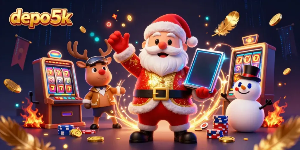 Menangkan jackpot di depo 5k dengan Santa Claus dan teman-temannya di kasino.