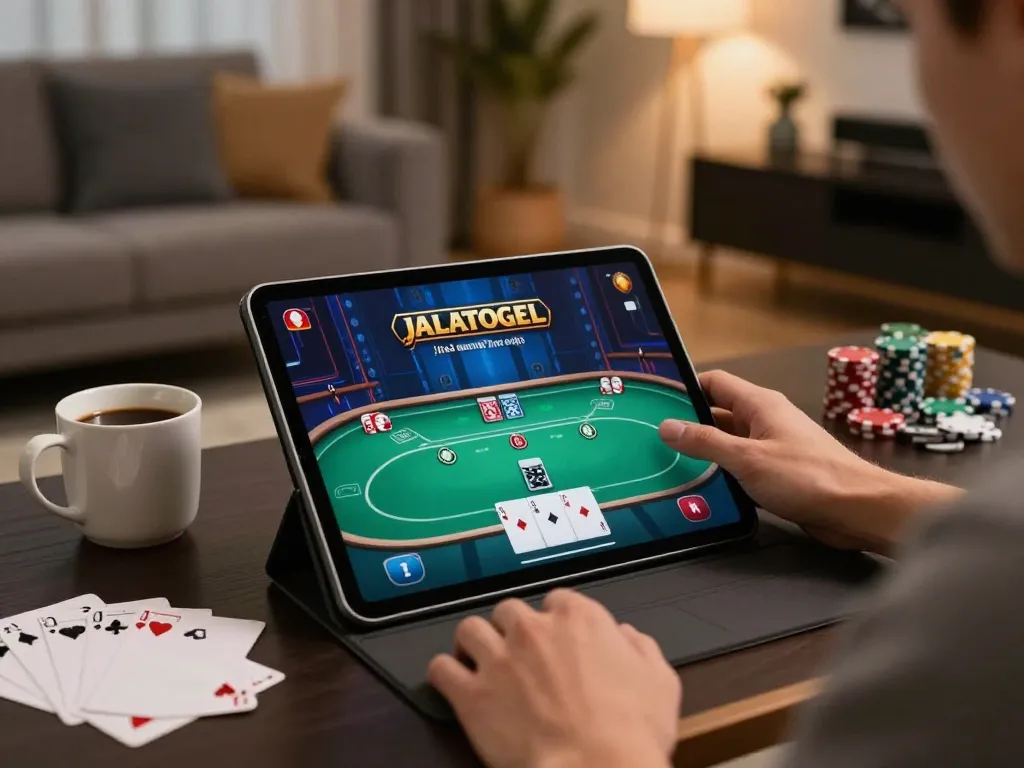 Pemain terlibat dalam permainan poker online di JALATOGEL dari suasana rumah yang nyaman