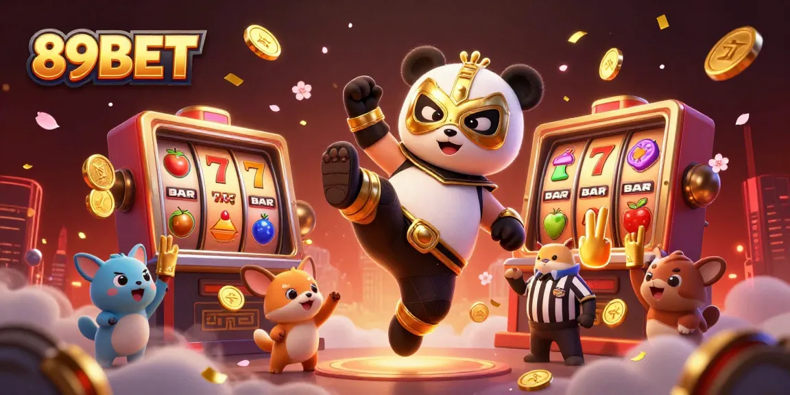 Engaging scene of a 3D panda wrestler in action promoting 89BET online casino excitement.