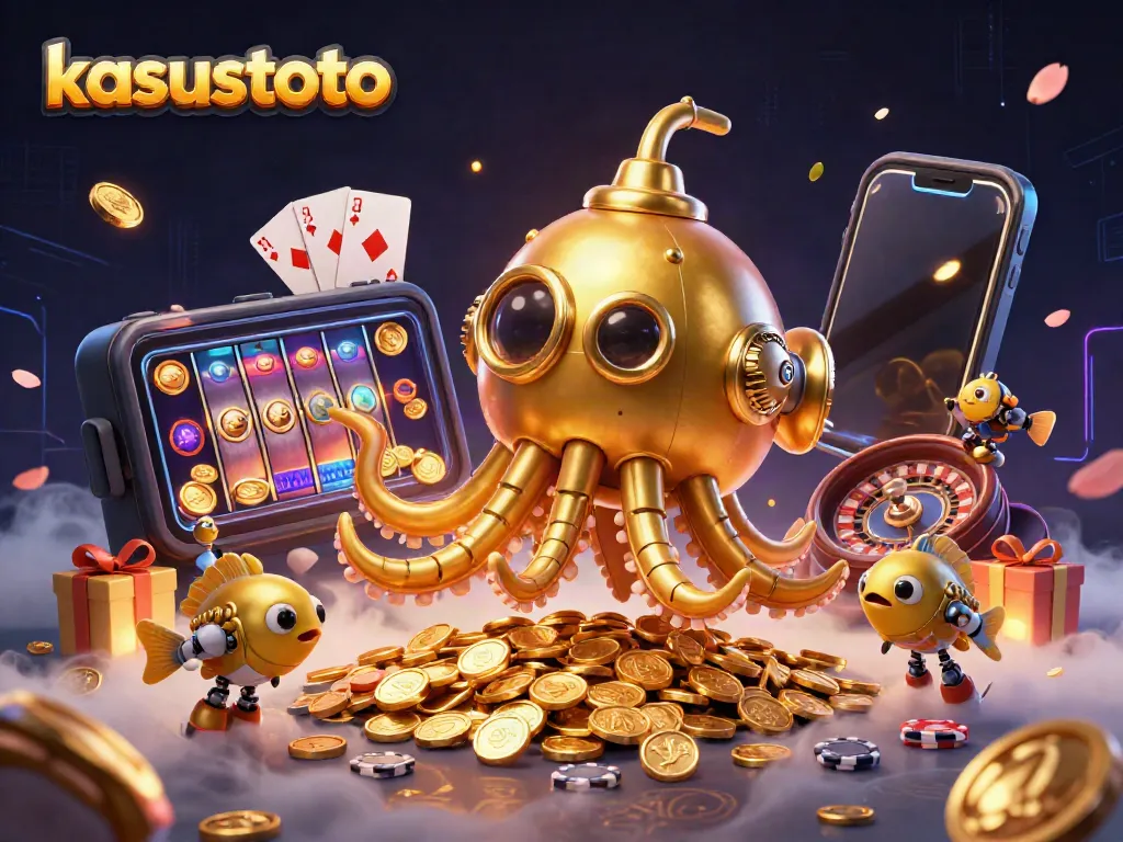Kasustoto menawarkan pengalaman bermain slot dengan karakter kraken emas dan elemen judi menarik.