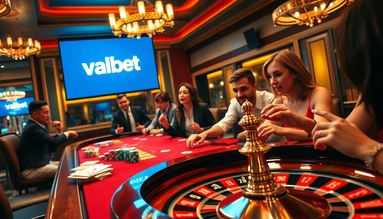 Valbet online gaming excitement with vibrant casino tables and players engaged in thrilling gameplay.