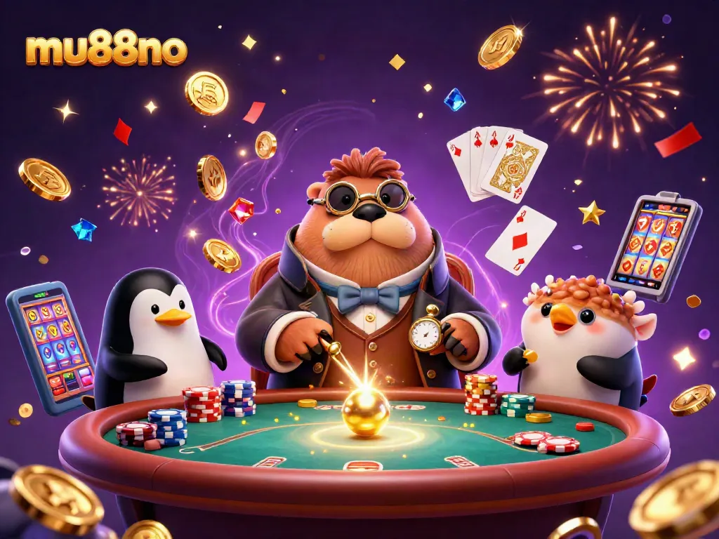 Experience thrilling poker action with mu88no featuring a walrus and friends in an underwater casino.