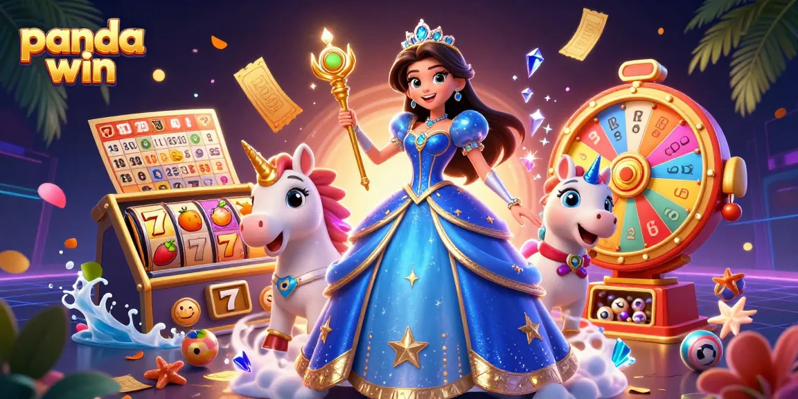 Ilustrasi game slot Panda Win menampilkan seorang wanita dalam gaun malam dengan elemen kasino yang hidup.