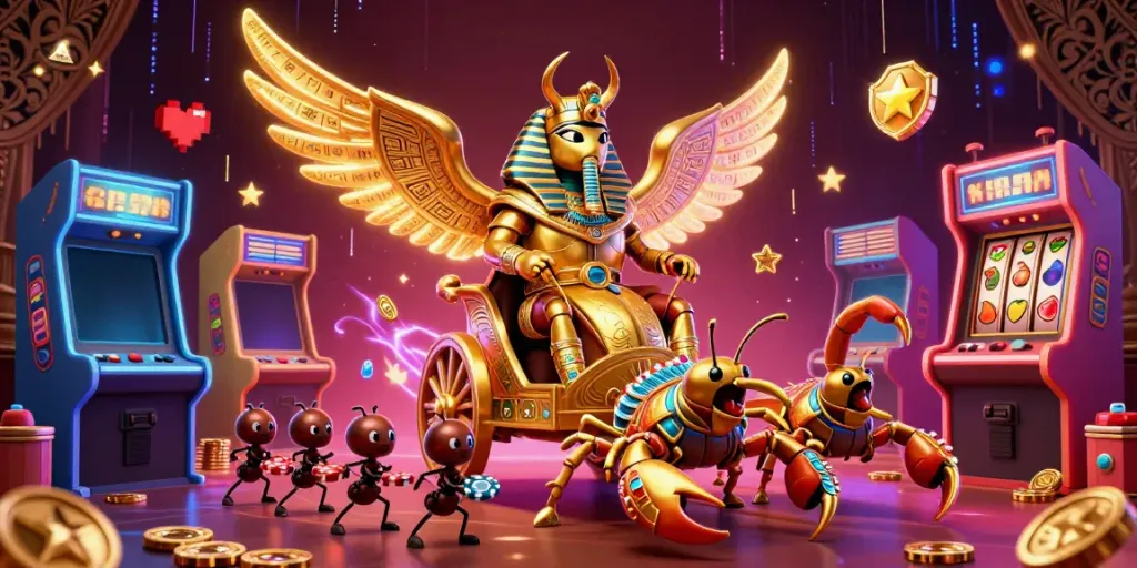 Memainkan slot gacor dengan RAJAGACOR, scarab emas dan scorpion megah, pengalaman kasino yang menyenangkan.