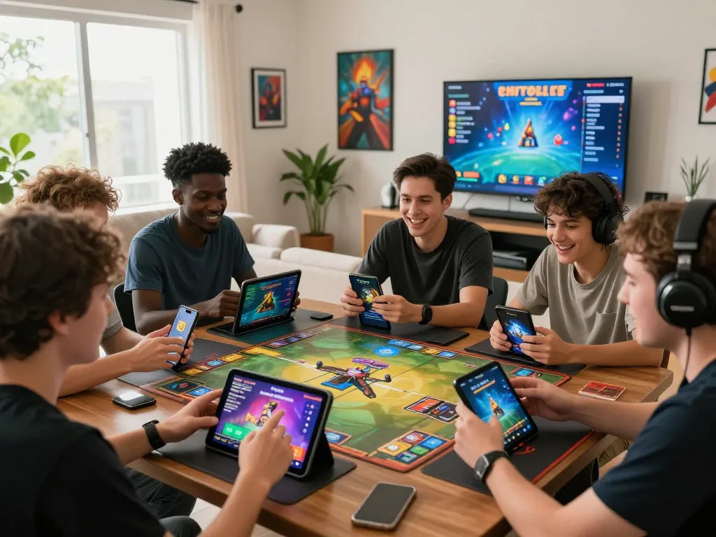 Dynamic HITCLUB online gaming scene showcasing players engaged in card games with vibrant visuals and modern decor.