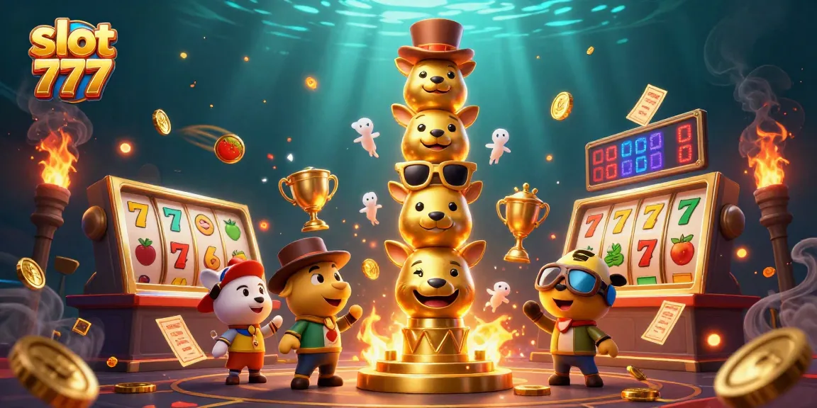 Experience the thrill of slot 777 with vibrant golden totems and dynamic casino elements.