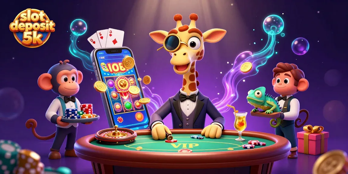 Engage with exciting slot deposit 5k games featuring a high-roller giraffe, monkey valet, and chameleon bartender.