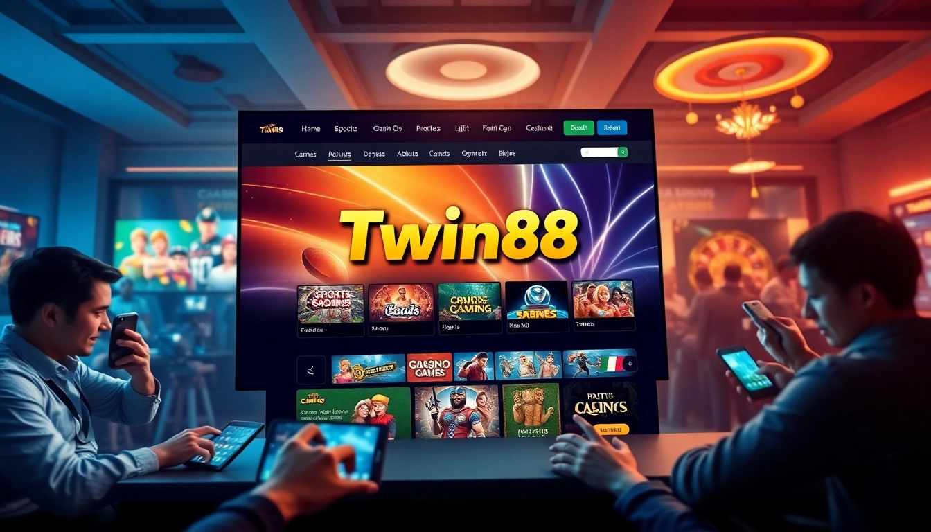 Twin68 homepage displaying various online gaming options and a vibrant, user-friendly interface.