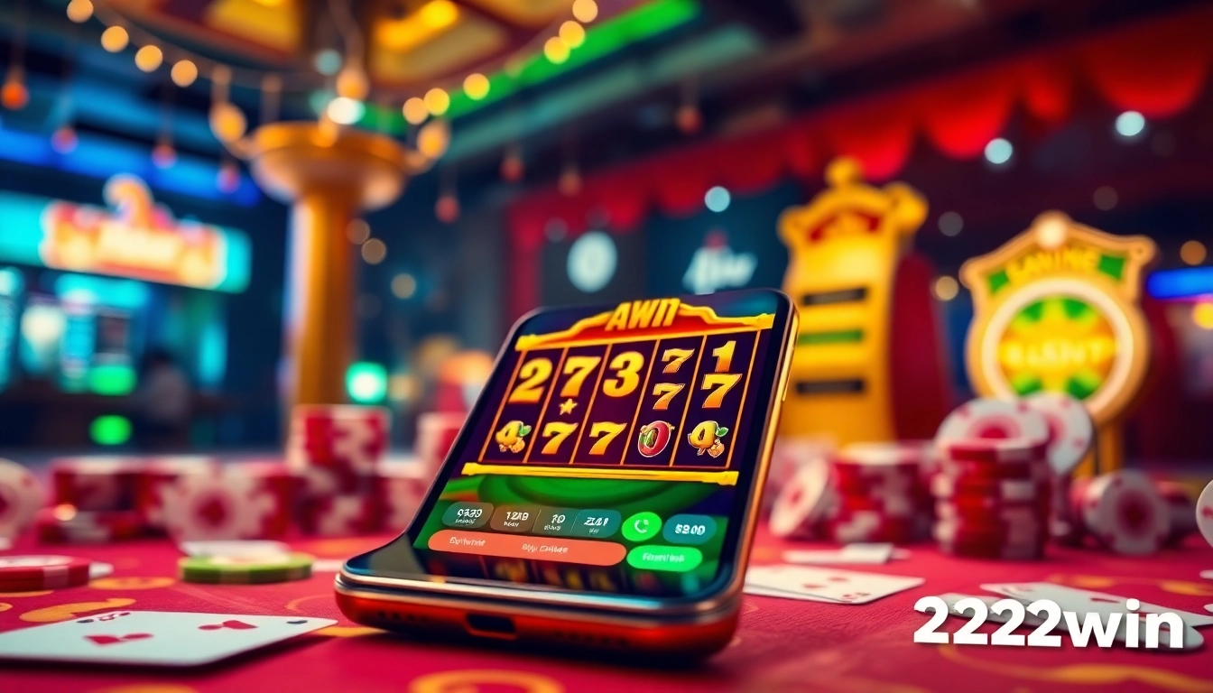 Dynamic smartphone display of the 23win online casino platform, showcasing vibrant gaming features.