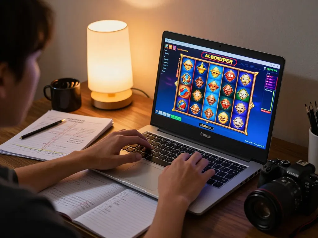 Engaging in thrilling gameplay on LGOSUPER with vibrant slot graphics and cozy atmosphere