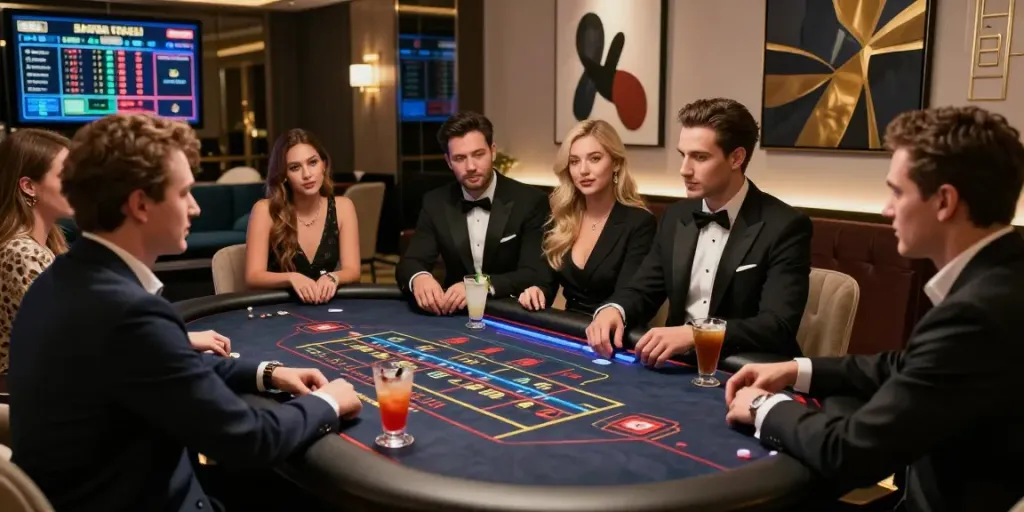 Pengalaman Bandar Togel di ruang permainan mewah dengan individu bergaya.