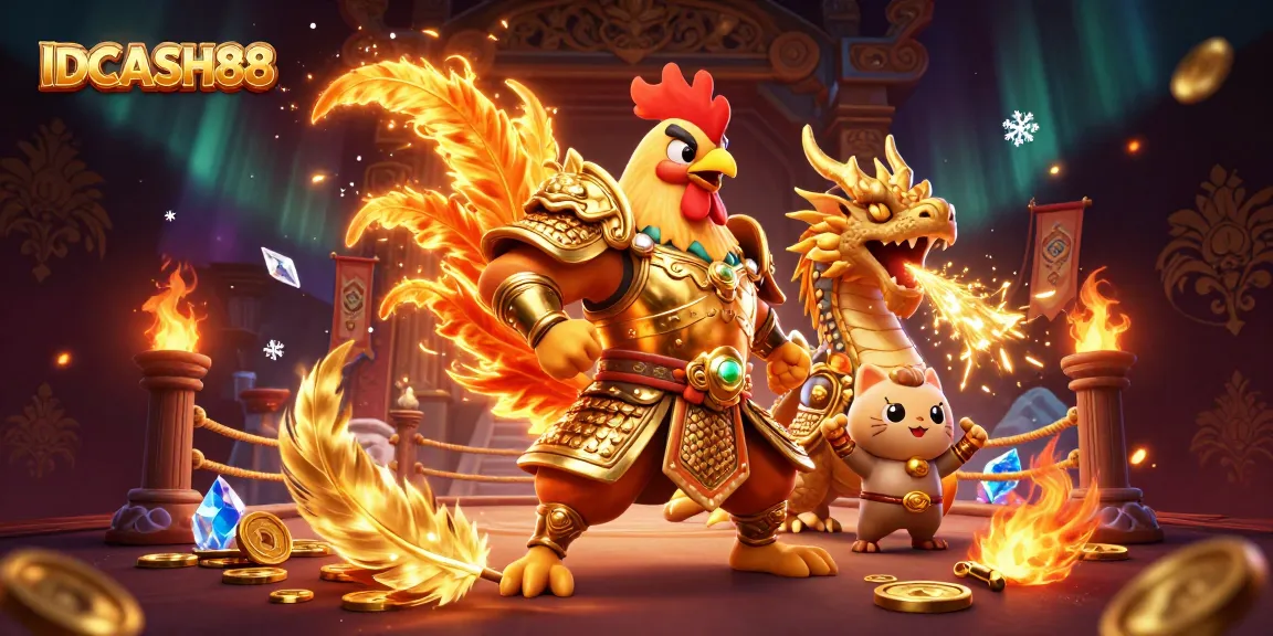 Experience the thrill of IDCASH88 with vibrant gaming characters set in an interactive arena.