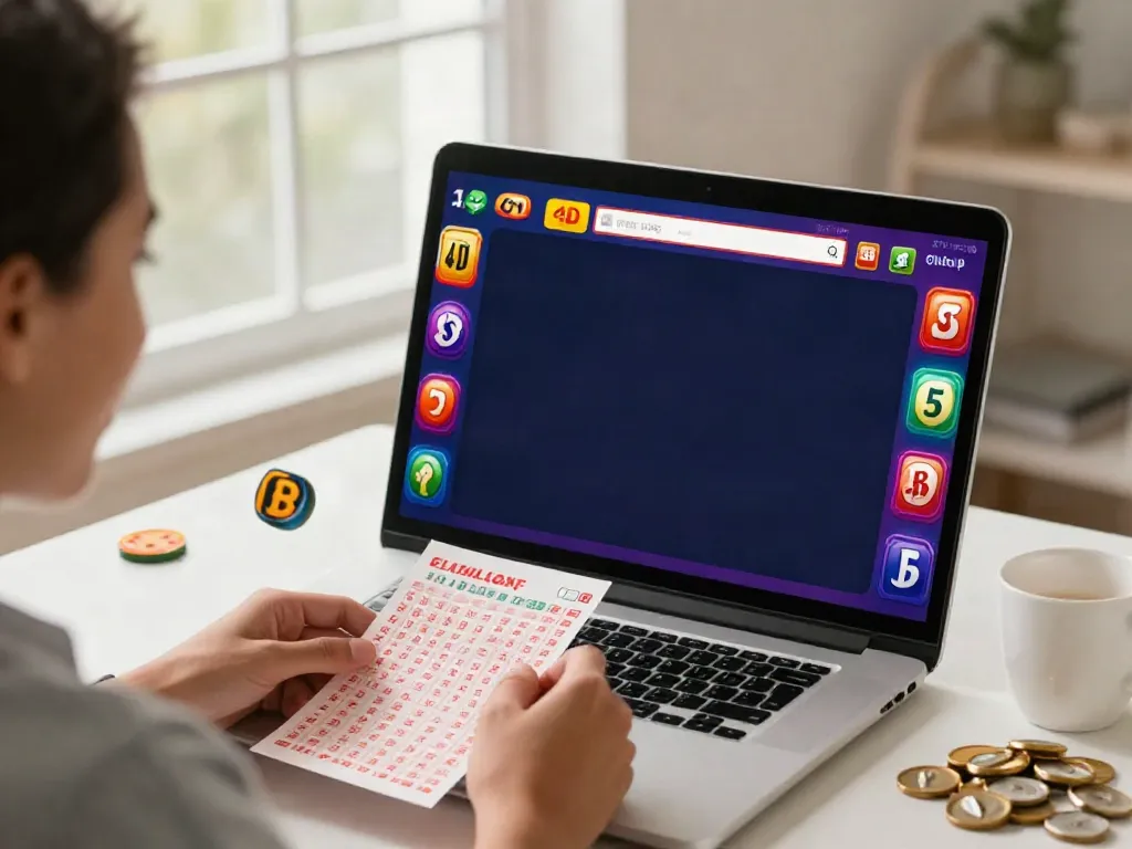 Online lottery excitement with ahha4d user checking lottery results on smartphone in vibrant setting.