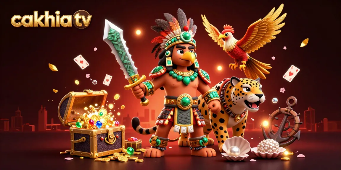 Experience thrilling moments on cakhia tv with captivating 3D gambling-themed illustrations full of vibrant elements.