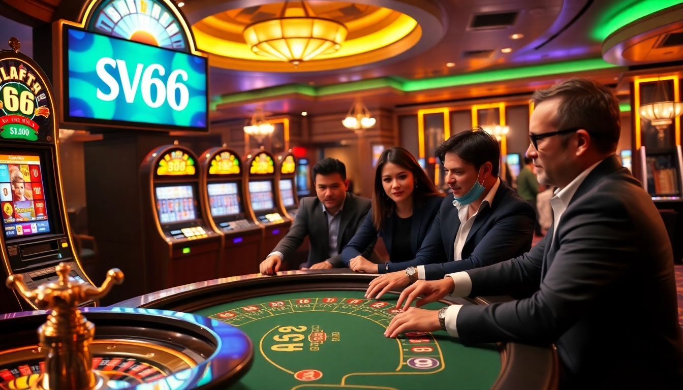 Sv66 nhà cái players enjoying thrilling casino games at a luxurious table