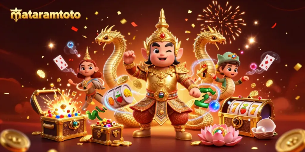 Play and win at mataramtoto with vibrant slot reels and friendly guardian characters