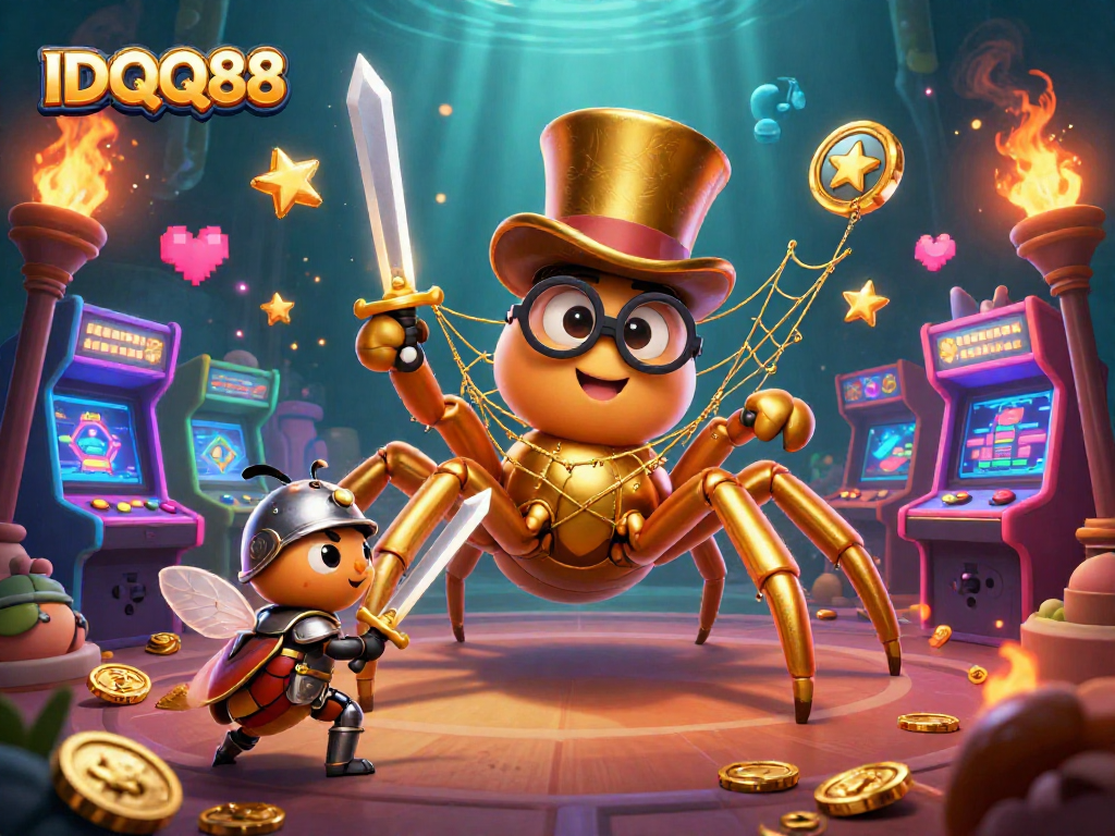 Experience the thrill of gaming at IDQQ88 with a vibrant, interactive casino scene.