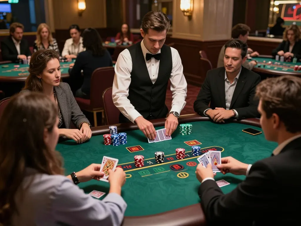 Players enjoying an engaging round of blackjack at janadenole's live dealer table, showcasing strategic gameplay.