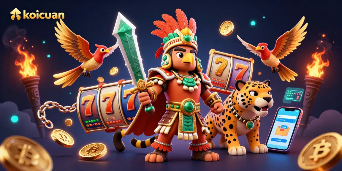 Permainan slot yang seru di koicuan dengan karakter Aztec dan simbol keberuntungan.