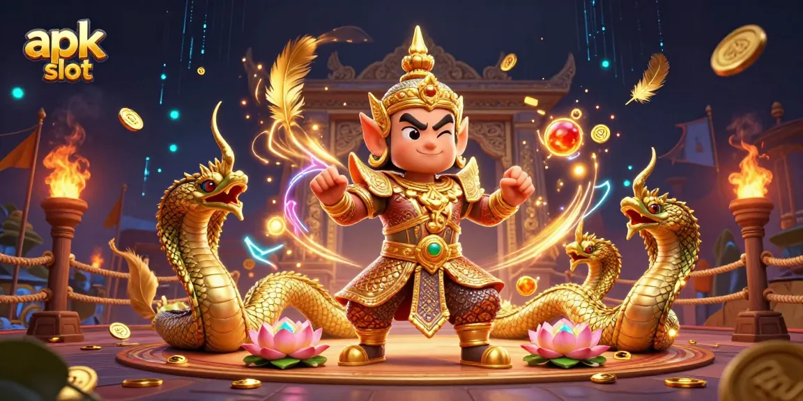 Mengakses apk slot dengan simbol keberuntungan dalam ilustrasi kasino digital yang cerah.