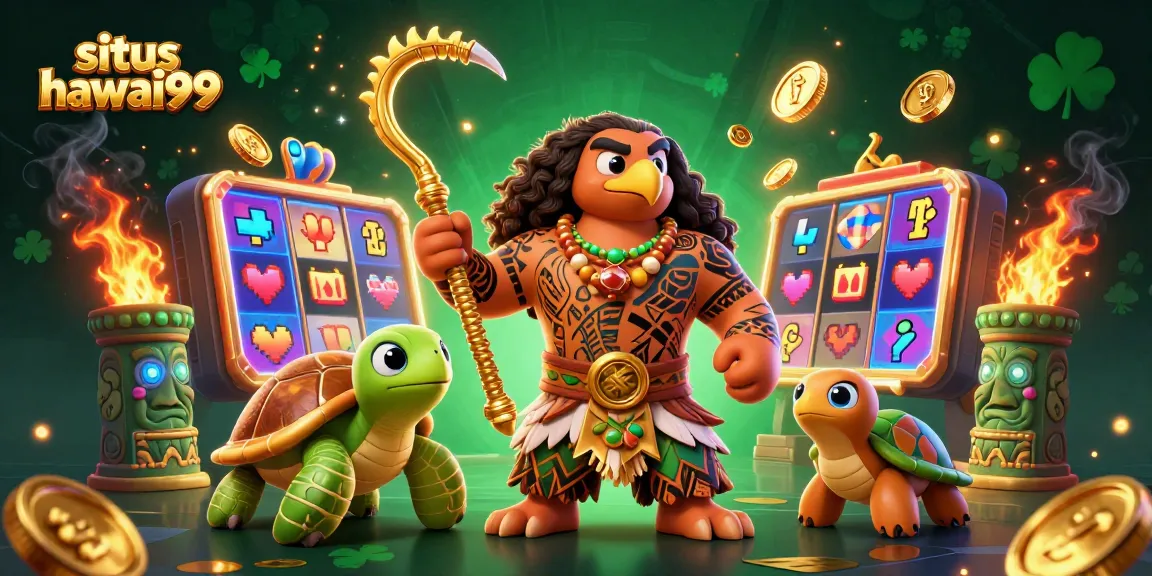 Join the excitement of situs hawai99 with a vibrant scene of games and engaging characters.