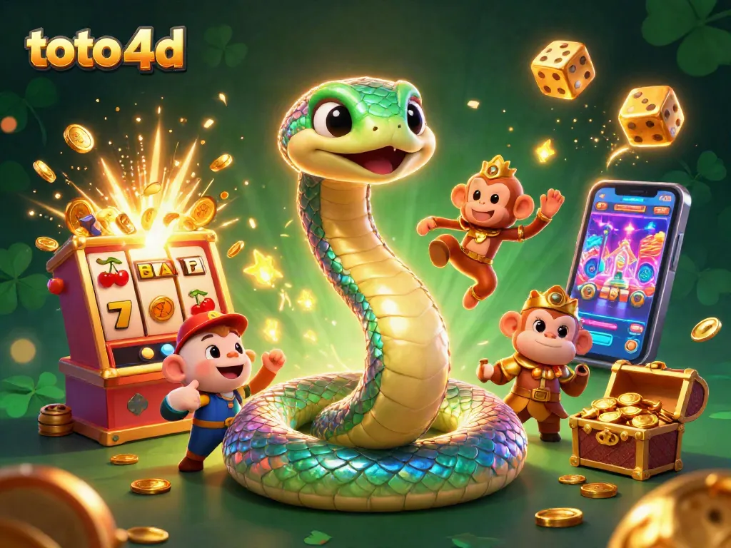 Menangkan toto 4d dengan ilustrasi dinamis naga pelangi dan raja monyet yang ceria.