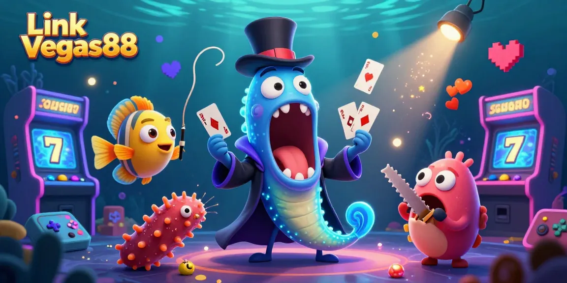 Experience the magic of winning with Link Vegas88, featuring fun characters and exciting slot gaming elements.