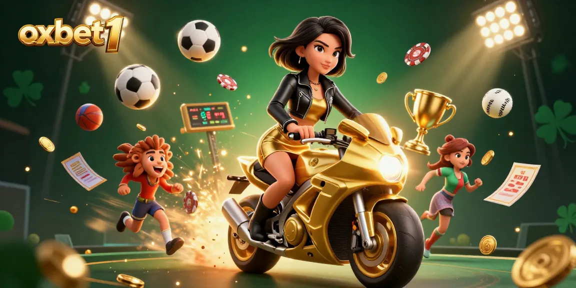 Experience excitement with oxbet1 in this vibrant 3D casino illustration featuring dynamic gaming elements.