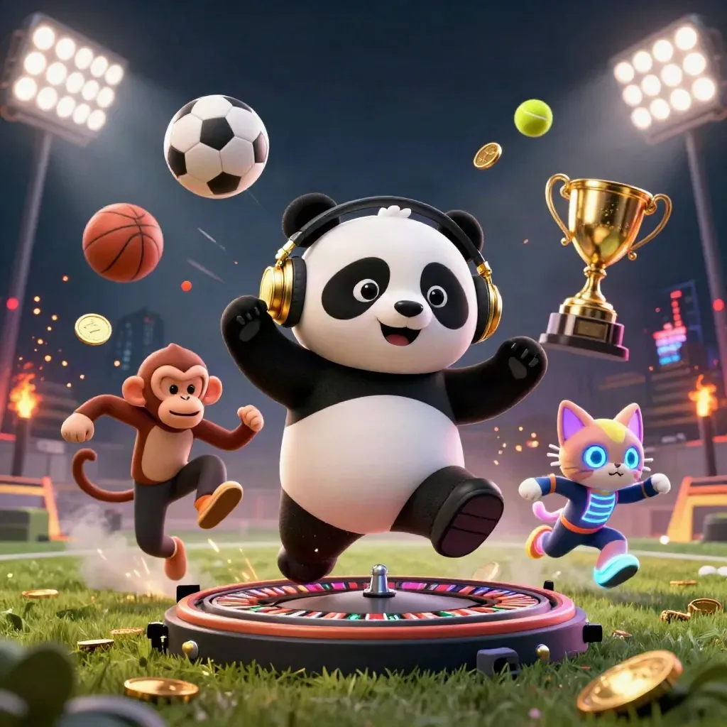 Panda DJ, monyet breakdance, dan anak kucing rave di tengah bola dan kilau kasino.