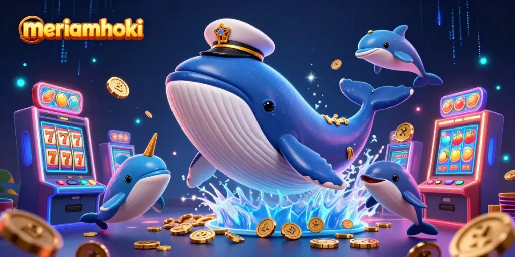 Meriamhoki menyajikan slot ceria dengan ikan paus kartun dan lumba-lumba dalam koin emas.